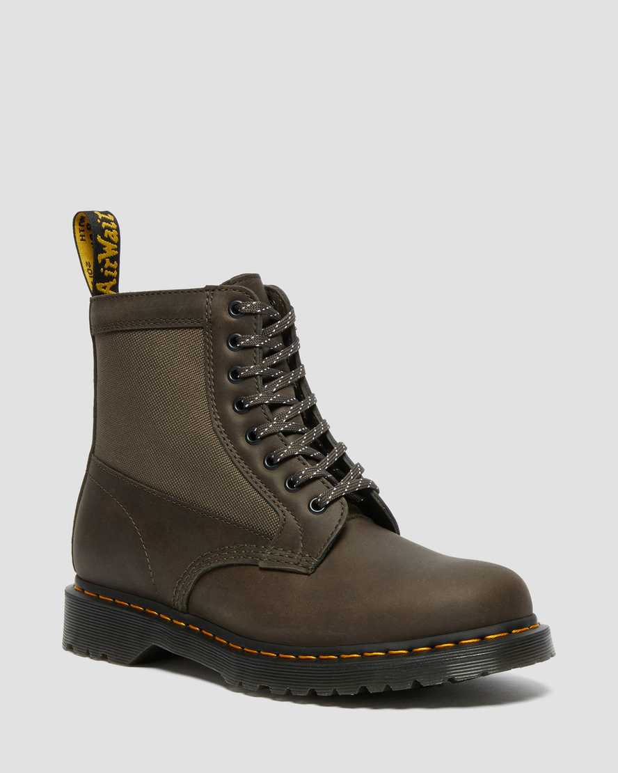 Dr. Martens 1460 Panel Nahka Miesten Nauhalliset Nilkkurit - Khaki Harmaat Nilkkurit [024-OJFVRG]